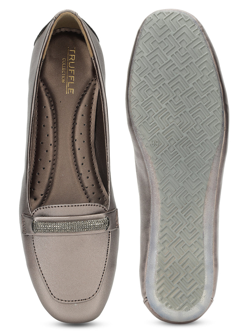 Pewter PU Stylish Slip-On Flat Loafers (TC-1217-PEW)