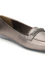 Pewter PU Stylish Slip-On Flat Loafers (TC-1217-PEW)