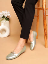 Pale Gold PU Stylish Slip-On Flat Loafers (TC-1217-PGLD)