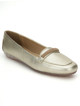 Pale Gold PU Stylish Slip-On Flat Loafers (TC-1217-PGLD)