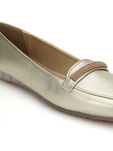 Pale Gold PU Stylish Slip-On Flat Loafers (TC-1217-PGLD)