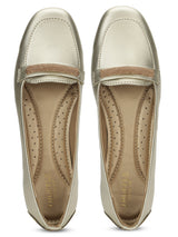 Pale Gold PU Stylish Slip-On Flat Loafers (TC-1217-PGLD)