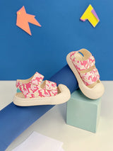 Pink Wrap Toe Camouflage Velcro Sandals For Kids-Unisex (TC-1218-PNK)