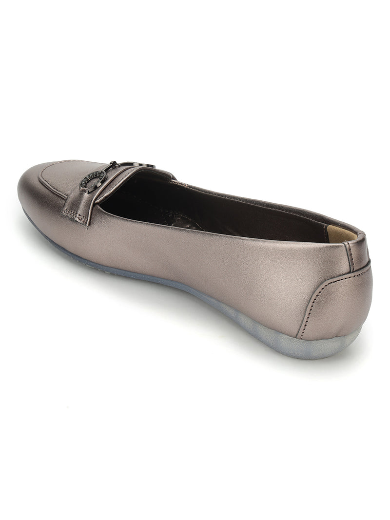 Pewter PU Stylish Slip-On Flat Loafers (TC-1219-PEW)