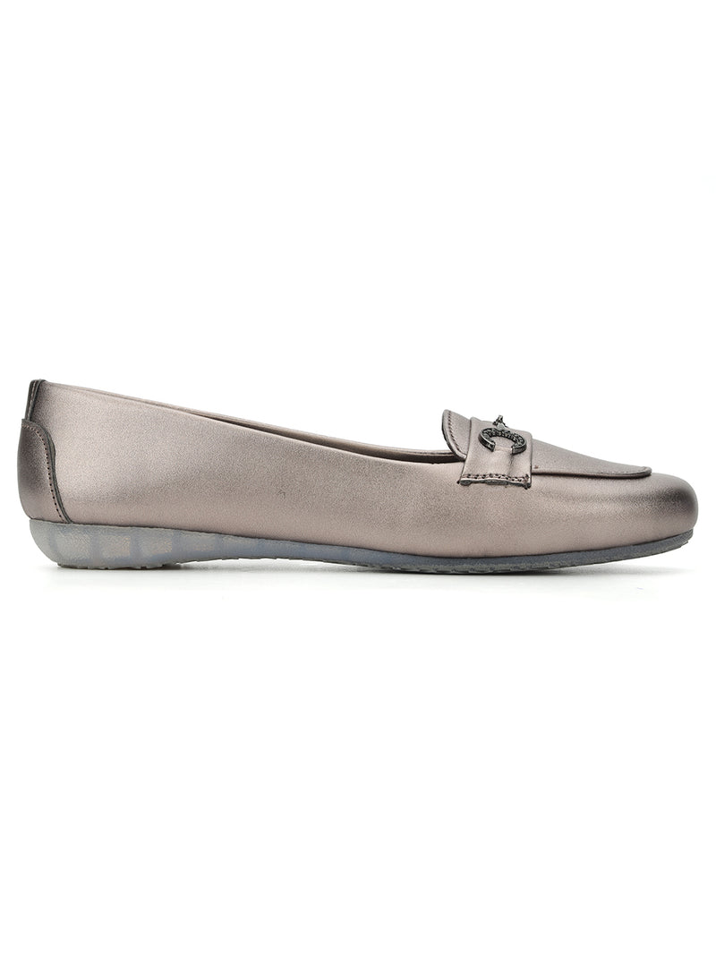 Pewter PU Stylish Slip-On Flat Loafers (TC-1219-PEW)