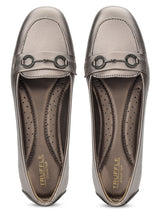 Pewter PU Stylish Slip-On Flat Loafers (TC-1219-PEW)