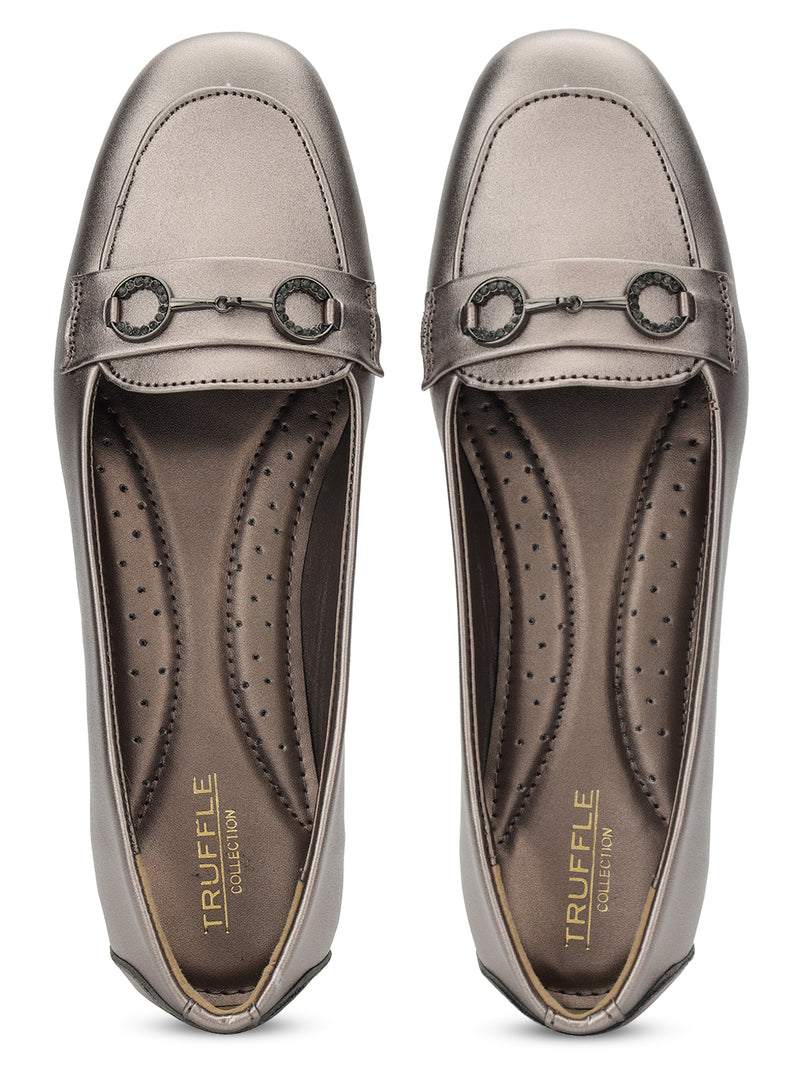 Pewter PU Stylish Slip-On Flat Loafers (TC-1219-PEW)