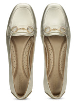 Pale Gold PU Stylish Slip-On Flat Loafers (TC-1219-PGLD)