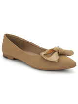 Beige PU Stylish Slip-On Flat Ballerina (TC-1220-BEIG)