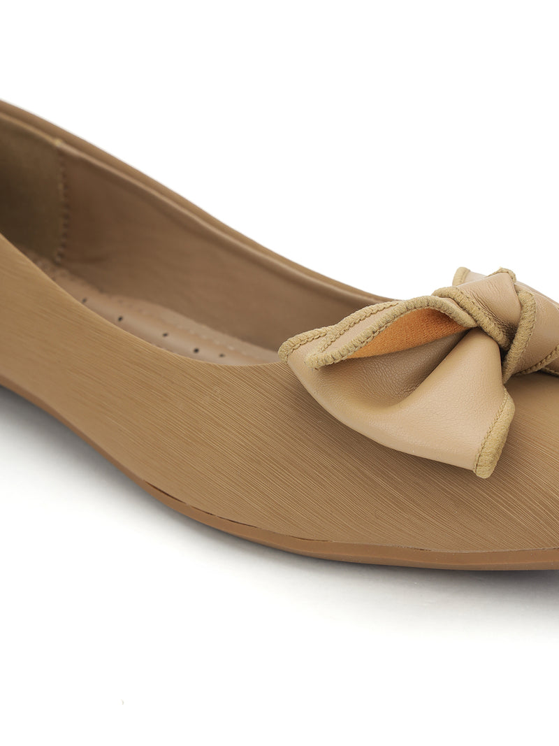 Beige PU Stylish Slip-On Flat Ballerina (TC-1220-BEIG)