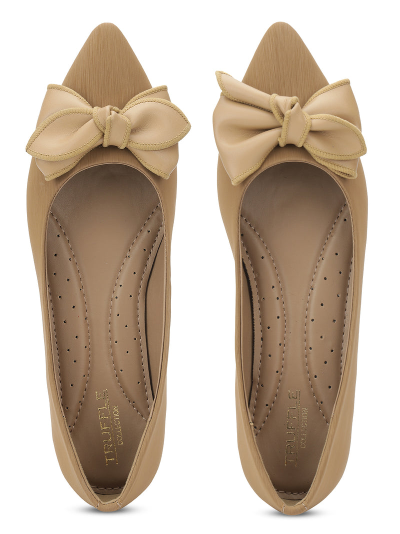 Beige PU Stylish Slip-On Flat Ballerina (TC-1220-BEIG)