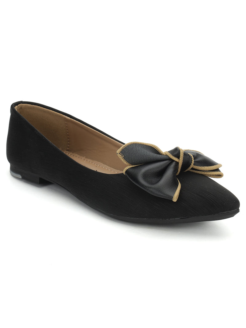 Black PU Stylish Slip-On Flat Ballerina (TC-1220-BLK)