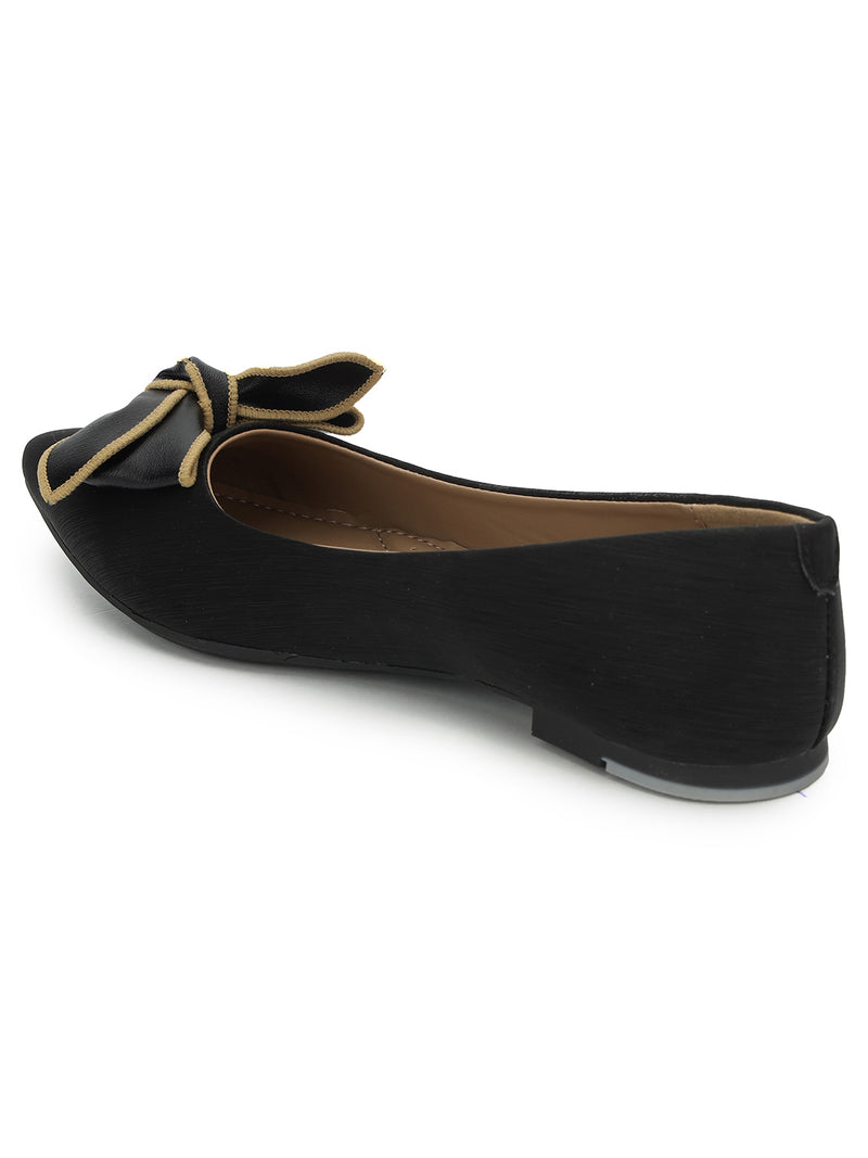 Black PU Stylish Slip-On Flat Ballerina (TC-1220-BLK)