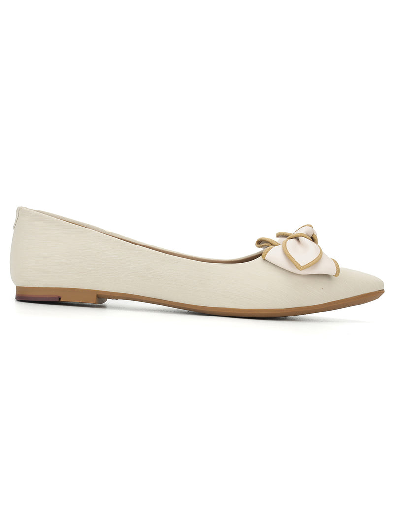 Cream PU Stylish Slip-On Flat Ballerina (TC-1220-CRM)