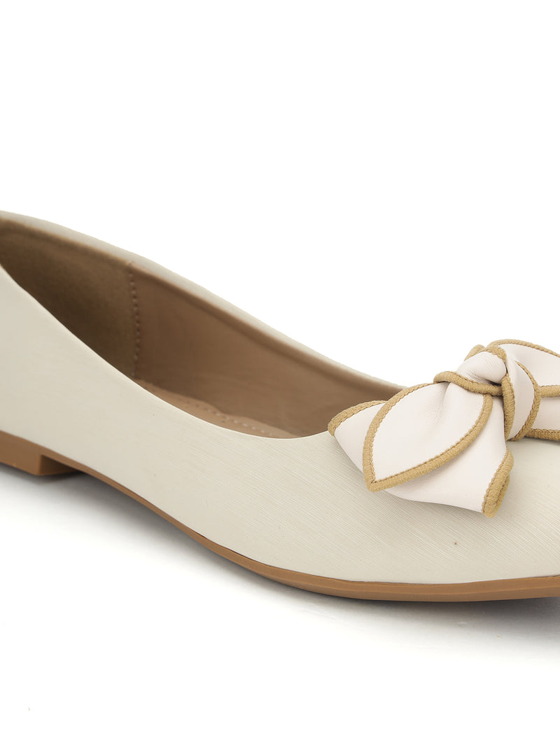 Cream PU Stylish Slip-On Flat Ballerina (TC-1220-CRM)