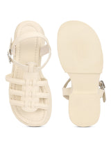 Beige PU Buckle Block Heel Sandals (TC-1887-BEIG)