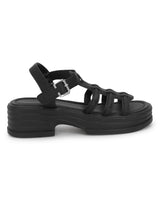 Black PU Buckle Block Heel Sandals (TC-1887-BLK)