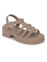 Khaki PU Buckle Block Heel Sandals (TC-1887-KHA)