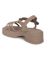 Khaki PU Buckle Block Heel Sandals (TC-1887-KHA)