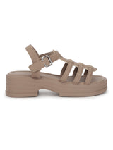 Khaki PU Buckle Block Heel Sandals (TC-1887-KHA)