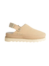 Beige Suede Adjustable Strap And Top Design Velcro Clog Flats (TC-2026-1-BEIG)