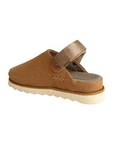 Camel Suede Adjustable Strap And Top Design Velcro Clog Flats (TC-2026-1-CML)