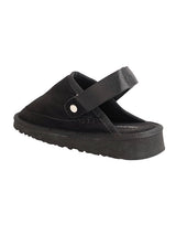Black Suede Adjustable Strap Velcro Slip-On Flats (TC-2026-2-BLK)