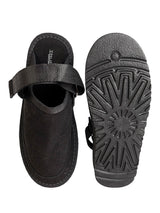 Black Suede Adjustable Strap Velcro Slip-On Flats (TC-2026-2-BLK)