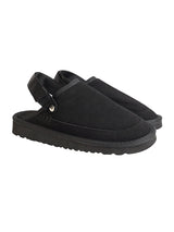 Black Suede Adjustable Strap Velcro Slip-On Flats (TC-2026-2-BLK)
