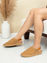 Camel Suede Adjustable Strap Velcro Slip-On Flats (TC-2026-2-CML)