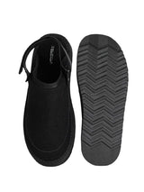 Black Suede Adjustable Strap And Top Design Velcro Flats For Men (TC-2026-3-BLK)