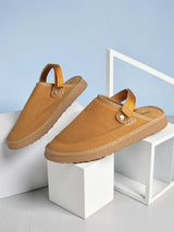 Camel Suede Adjustable Strap And Top Design Velcro Flats For Men (TC-2026-3-CML)