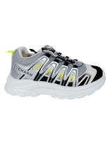 Grey Black Mesh Speed Laces Sneakers For Kids-Unisex (TC-219-GRYBLK)