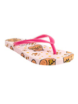 Fuchsia Rubber Printed T-Strap Flip Flops Flats (TC-233-37-FUCH)