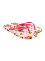 Fuchsia Rubber Printed T-Strap Flip Flops Flats (TC-233-37-FUCH)