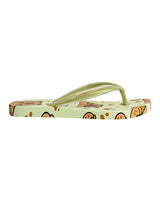 Lemon Green Rubber Printed T-Strap Flip Flops Flats (TC-233-37-LGRN)