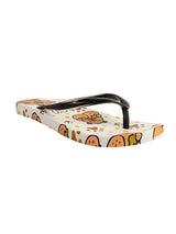 White Rubber Printed T-Strap Flip Flops Flats (TC-233-37-WHT)