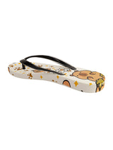 White Rubber Printed T-Strap Flip Flops Flats (TC-233-37-WHT)