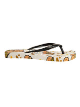 White Rubber Printed T-Strap Flip Flops Flats (TC-233-37-WHT)