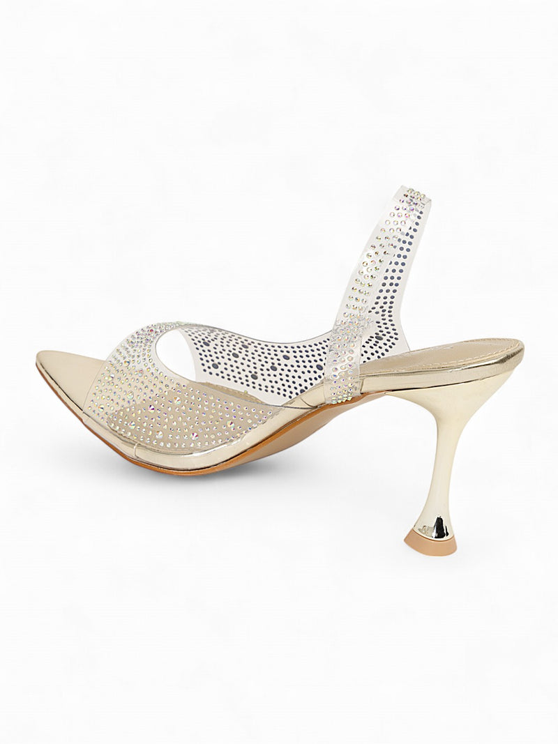 Light Gold Patent Leather Perspex Diamanté Stiletto Heels (TC-23607-1-LGLD)