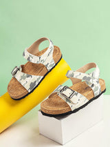 Green Camouflage Cork-Latex Footbed Velcro Sandals For Kids-Unisex (TC-261102-GRN)