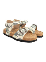 Green Camouflage Cork-Latex Footbed Velcro Sandals For Kids-Unisex (TC-261102-GRN)