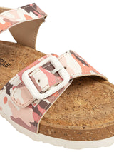 Pink Camouflage Cork-Latex Footbed Velcro Sandals For Kids-Unisex (TC-261102-PNK)