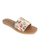Pink Fabric Embellished Open Toe Flats (TC-261109-PNK)