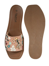 Pink Fabric Embellished Open Toe Flats (TC-261109-PNK)
