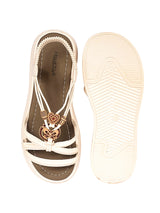 Beige Synthetic Leather Embellished Heart And Butterfly Flatform Sandals (TC-395-BEIG)