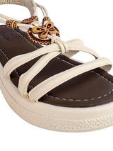 Beige Synthetic Leather Embellished Heart And Butterfly Flatform Sandals (TC-395-BEIG)