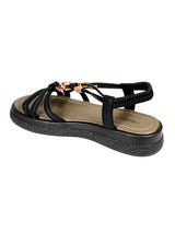 Black Synthetic Leather Embellished Heart And Butterfly Flatform Sandals (TC-395-BLK)