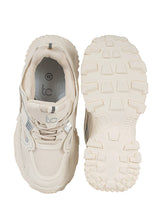Cream Mesh Metallic Silver And Texture-Blocked Overlays Chunky Sneakers (TC-5201-1-CRM)