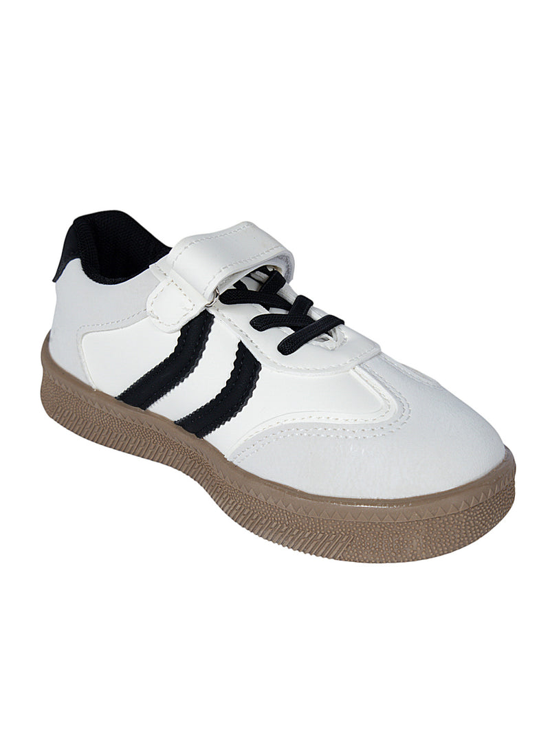 Black Synthetic Leather Velcro Sneakers For Kids-Unisex (TC-589-B-BLK)